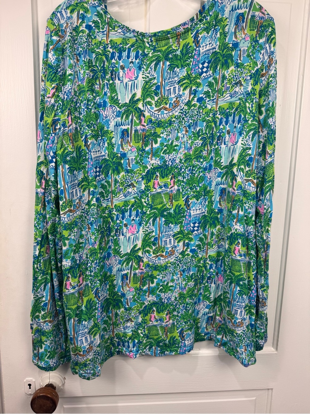 Lilly Pulitzer Green & Blue Tropical Print Top - Picture 3 of 4